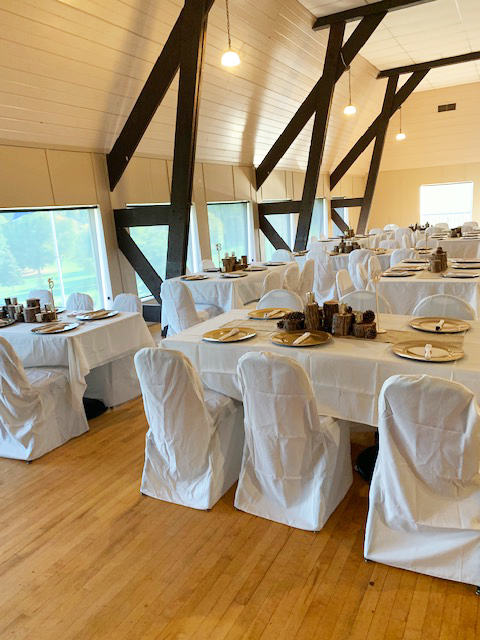 Tables set for a wedding reception